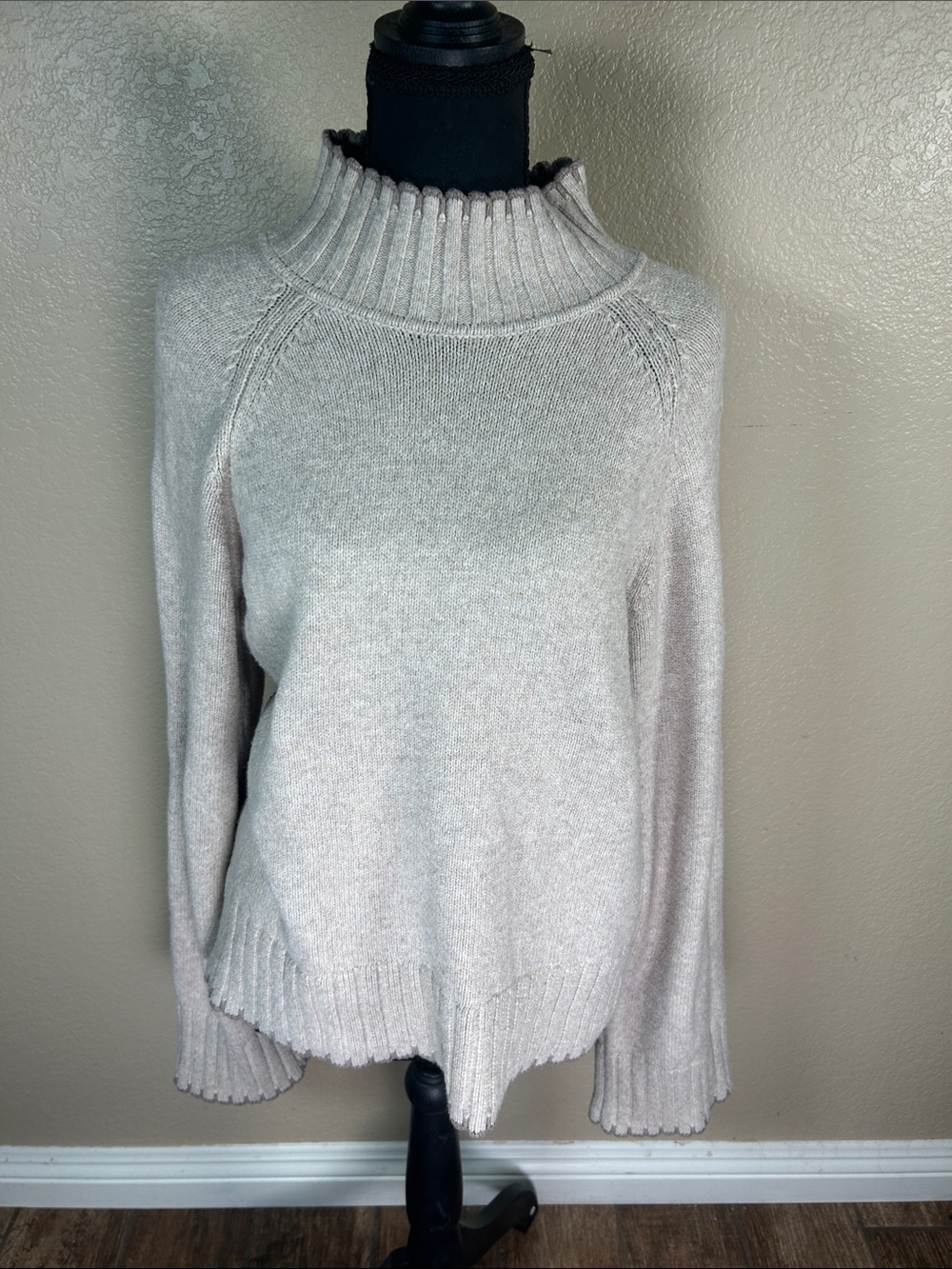 Gap Funnel Neck Ribbed Sweater Turtle Dove Neutral XL